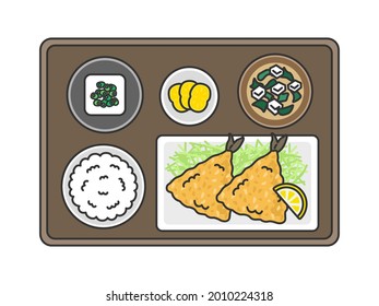 Illustration of Aji fry set meal.