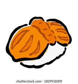 Illustration of Akagai Sushi: Illustration like woodblock print 