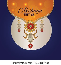 Illustration of akshaya tritiya celebration with creative illustration of gold and diamond jewellery