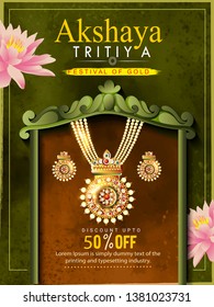 illustration of Akshaya Tritiya celebration, festival of India
 jewellery Sale promotion, banner, poster 