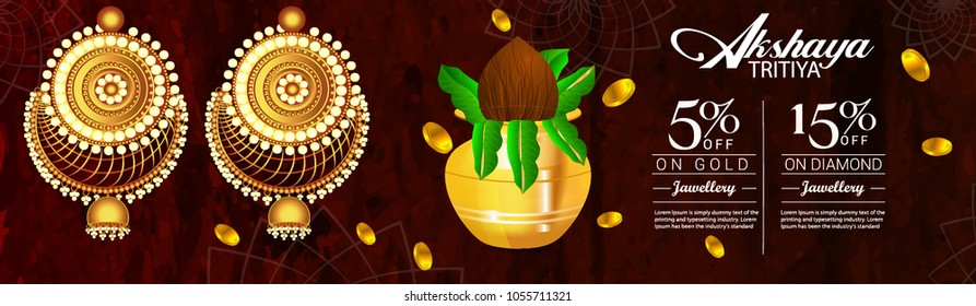 illustration of Akshaya Tritiya celebration jewellery Sale , Festival Of  Celebration Background.