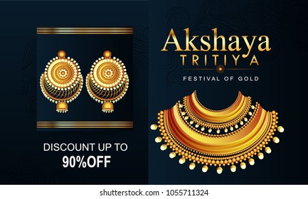 illustration of Akshaya Tritiya celebration jewellery Sale , Festival Of  Celebration Background.