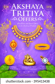 illustration of Akshaya Tritiya celebration jewellery Sale promotion with hindi text with Shubh Laav means Wish you Profit