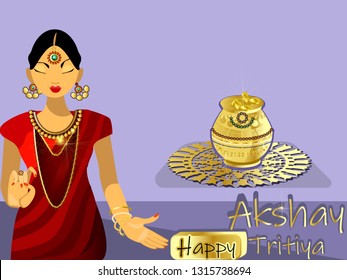 illustration of Akshaya Tritiya celebration.Vector for design flyer,invitation, card, poster.