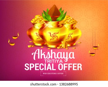 Illustration of Akshaya Tritiya Festival Offer Poster Or Banner Background.
