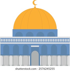 Illustration of al Aqsa mosque in Palestine. Vector element for Islamic cultural events, traveling and religion. especially for Isra Miraj holiday 