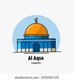 illustration of a al aqsa mosque,save palestine campaign perfect for print,etc