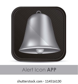 illustration of alarm application icon with silver bell, vector illustration