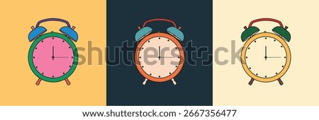 Illustration alarm bed clock with outline