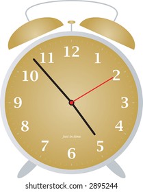 Ilustración de un reloj despertador en oro