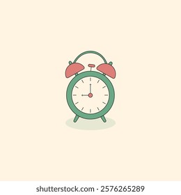 illustration of alarm clock with green-pink color