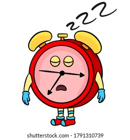 illustration of an alarm clock mascot sleeping soundly