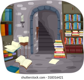 Illustration of an Alchemy Library Buried Underground