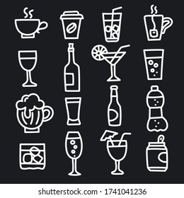 illustration of the alcohol drinks and beverages icons set