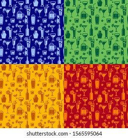 illustration of alcohol drinks and cocktails seamless pattern