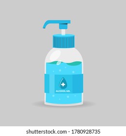 Ilustración del diseño vectorial de gel de alcohol aislado en fondo gris