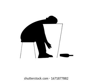 illustration of alcoholism. chronic alcohol dependence vector clipart. hand drawn element for banner, poster, advertisement, card, web page design. alcohol addiction treatment clinic concept