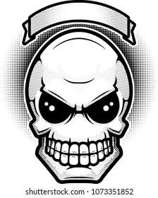 An illustration of an alien with banner.