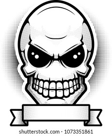 An illustration of an alien with banner.