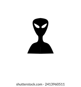 Illustration of alien, black in white 
