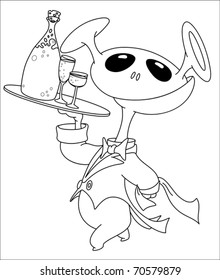 illustration of a alien with bottle