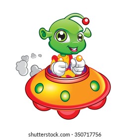 Illustration of Alien Driving Spaceship