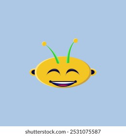 Illustration of an alien emoticon laughing a little