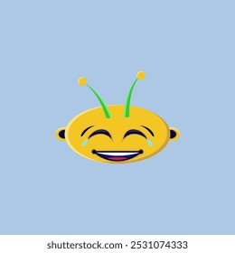 Illustration of an alien emoticon laughing out so bad