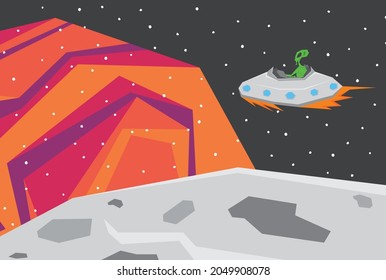 An illustration of alien flying in the space