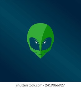 Illustration of alien head isolated white background. Design element for logo, label, badge, sign. Vector illustration
