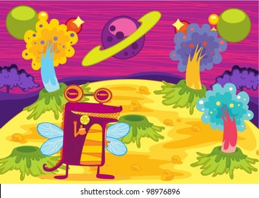 Illustration of alien landscape