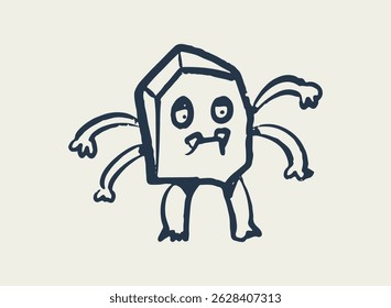 Ilustración de un alienígena y monstruo Doodle