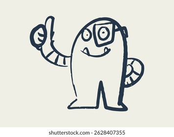 Illustration of an Alien and Monster Doodle