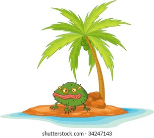 Illustration eines Außerirdischen auf der Insel