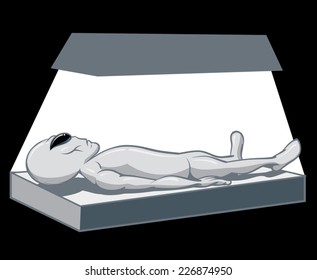 An Illustration of an Alien on the table for an autopsy