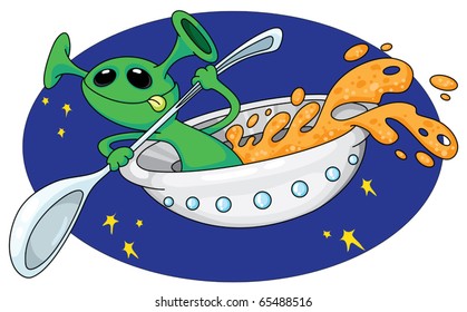 illustration of a alien in space