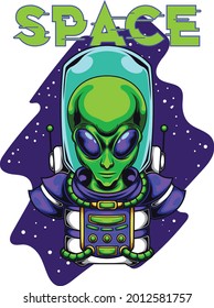 Illustration of alien with space background available for your custom project