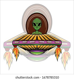 Illustration Alien UFO Rider, creative design, creative illustration.