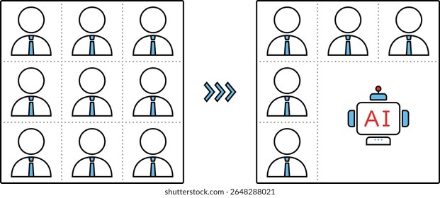 Illustration of an all human workforce with AI added