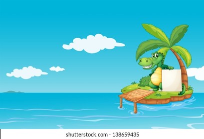 Illustration of an alligator holding an empty banner