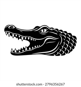 Illustration of an alligator's head with its mouth open.