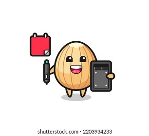 Illustration of almond mascot as a graphic designer , cute design
