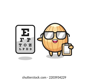 Illustration of almond mascot as an ophthalmology , cute design