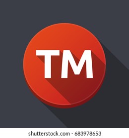 Illustration of along shadow  round button with the text TM