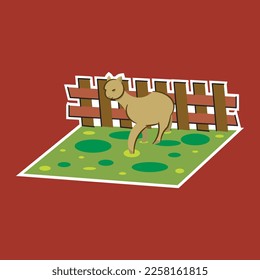 illustration of an alpaca in front of a fence