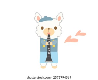 Illustration of an alpaca playing the clarinet