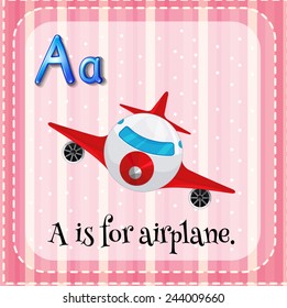 Illustration of an alphabet a is for airplane