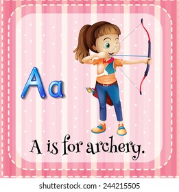 Illustration of an alphabet A is for archery