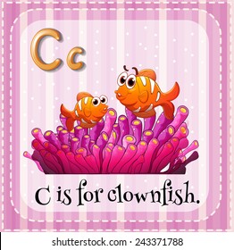 Illustration of an alphabet C is for clownfish