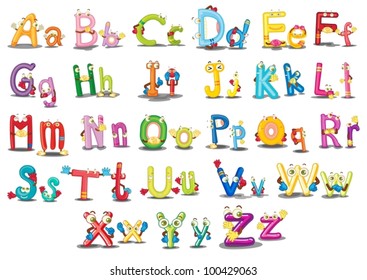 Illustration of Alphabet characters on white